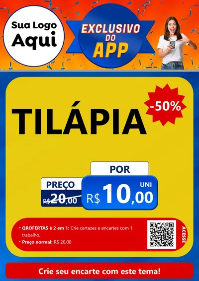 Modelo de Cartaz para Cartaz A4 Vertical com o tema Exclusivo do Aplicativo para Peixaria