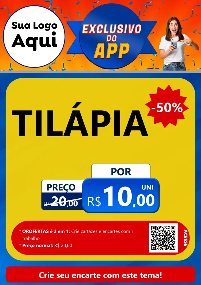 Modelo de Cartaz para Cartaz A4 Vertical com o tema Exclusivo do Aplicativo para Peixaria
