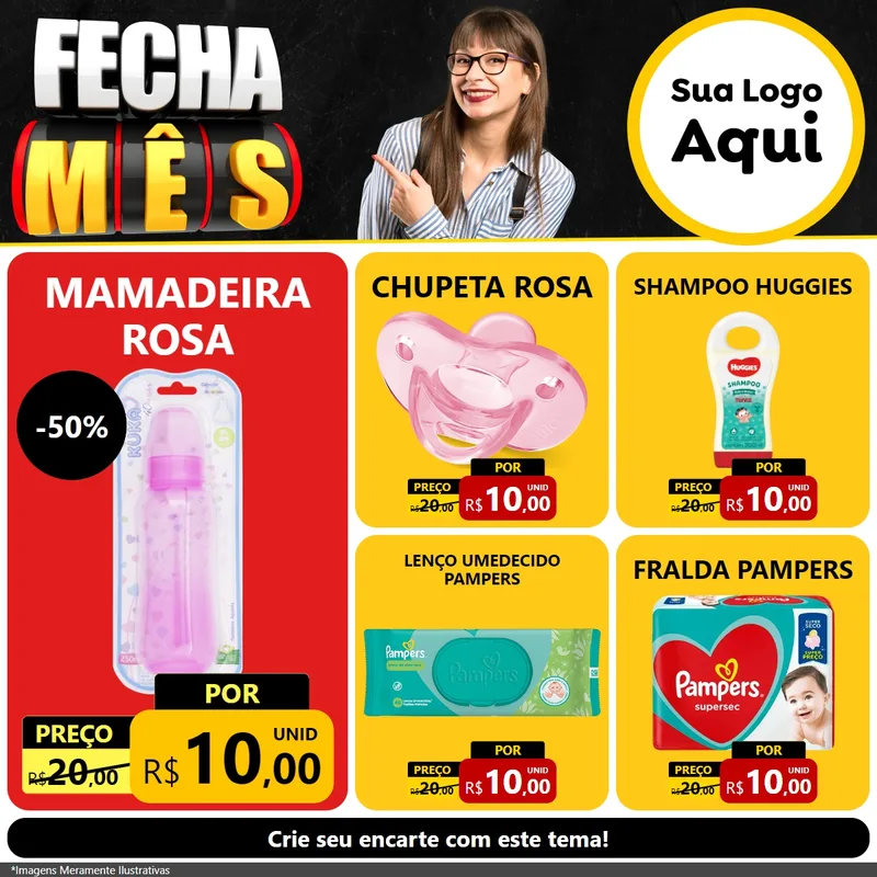 Modelo de Rede Social para Feed Facebook com o tema Fecha Mês para Bebês