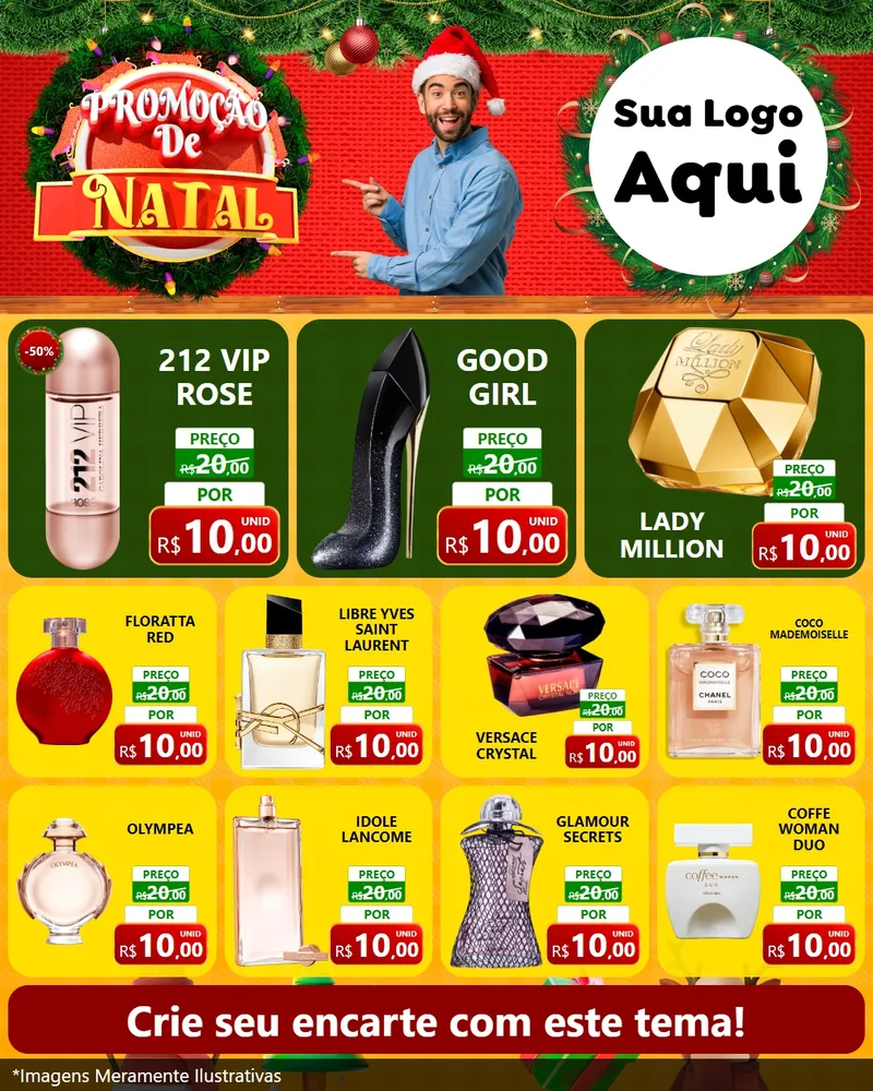 Modelo de Rede Social para Feed Instagram com o tema Promoção de Natal para Perfumes