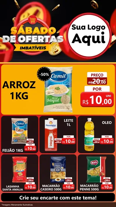 Modelo de Rede Social para Stories com o tema Sábado de Ofertas Imbatíveis para Supermercado