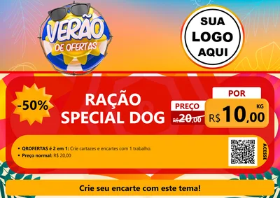Modelo de Cartaz para Cartaz A4 Horizontal com o tema Verão de Ofertas para Pet Shop