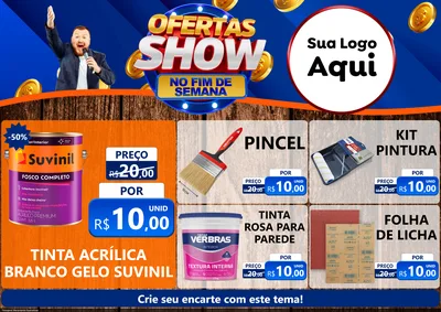 Modelo de Encarte para Encarte A4 Horizontal com o tema Ofertas Show No Fim De Semana para Tintas e Ferramentas