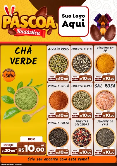 Modelo de Encarte para Encarte A4 Vertical com o tema Páscoa Fantástica para Produtos Naturais