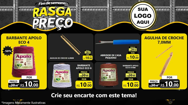 Modelo de TV para TV Horizontal com o tema Fim de Semana Rasga Preço para Armarinho e Aviamentos