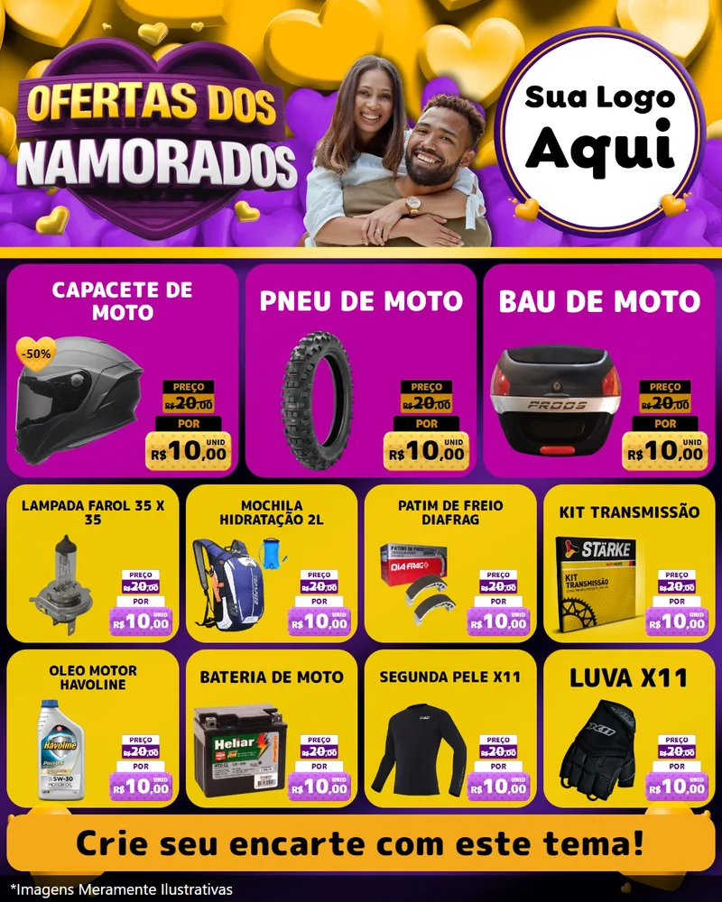 Modelo de Rede Social para Feed Instagram com o tema Oferta Dos Namorados para Moto peças