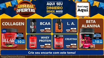 Modelo de TV para TV Horizontal com o tema Arraiá de Ofertas - Junina para Suplementos alimentares