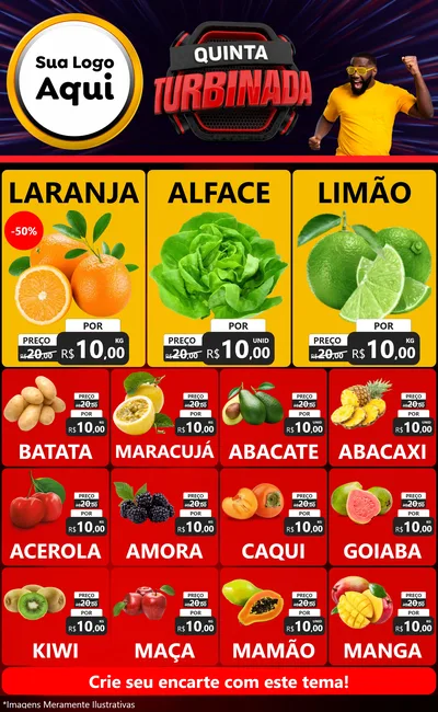 Modelo de Encarte para Encarte Grande com o tema Quinta Turbinada para Hortifrúti