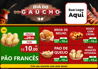 Modelo de Encarte para Encarte A4 Horizontal com o tema Dia do Gaúcho para Padaria