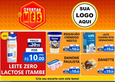 Modelo de Encarte para Encarte A4 Horizontal com o tema Ofertas do Mês para Frios e Laticínios