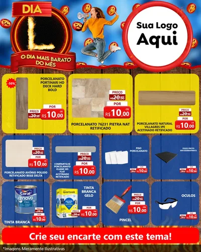 Modelo de Rede Social para Feed Instagram com o tema Dia L - O Dia Mais Barato Do Mês para Pisos e revestimentos