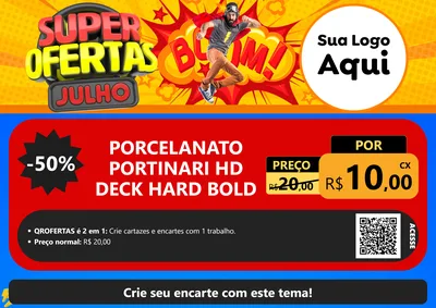 Modelo de Cartaz para Cartaz A4 Horizontal com o tema Super Ofertas Julho para Pisos e revestimentos