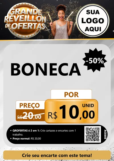Modelo de Cartaz para Cartaz A4 Vertical com o tema Grande Réveillon de Ofertas para Brinquedos