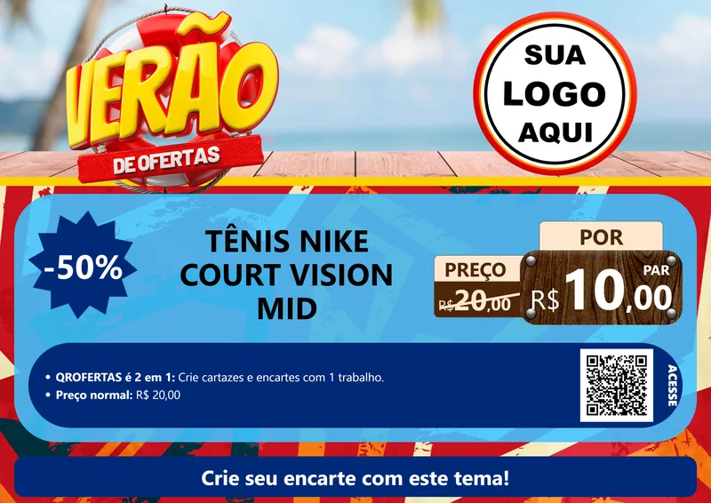 Modelo de Cartaz para Cartaz A4 Horizontal com o tema Verão de Ofertas para Calçados