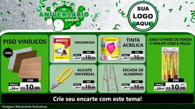 Modelo de TV para TV Horizontal com o tema Promoção de Aniversário - 9 Anos para Material para Construção