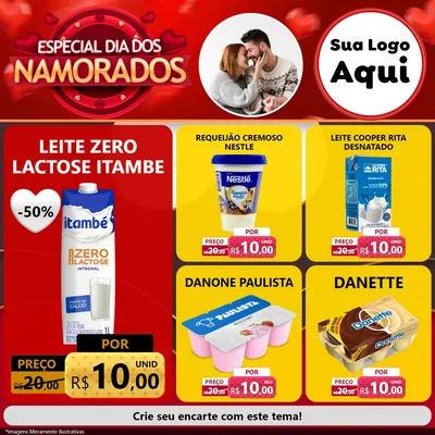 Modelo de Rede Social para Feed Facebook com o tema Especial Dia Dos Namorados para Frios e Laticínios