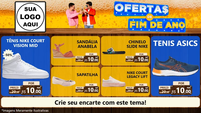Modelo de TV para TV Horizontal com o tema Ofertas de Fim de Ano para Calçados