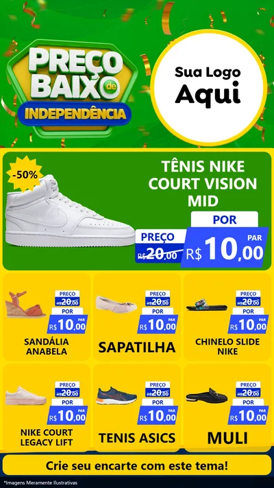 Modelo de Rede Social para Stories com o tema Preço Baixo de Independência para Calçados