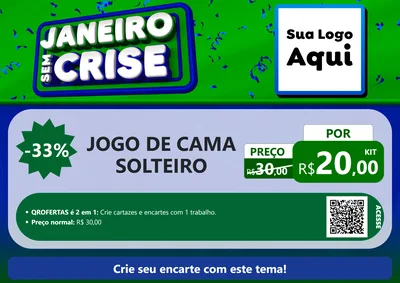 Modelo de Cartaz para Cartaz A4 Horizontal com o tema Janeiro Sem Crise para Cama, Mesa e Banho