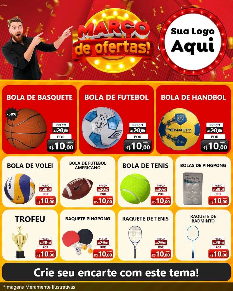 Modelo de Rede Social para Feed Instagram com o tema Março de Ofertas! para Artigos Esportivos