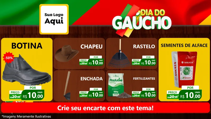 Modelo de TV para TV Horizontal com o tema Dia do Gaúcho para Agropecuária