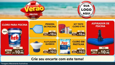 Modelo de TV para TV Horizontal com o tema Verão Imbatível para Produtos para Piscina