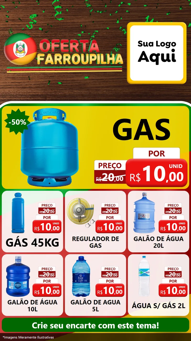 Modelo de Rede Social para Stories com o tema Oferta Farroupilha para Água e gás