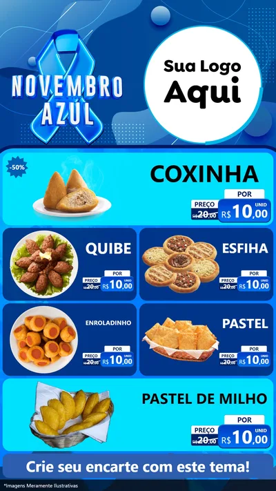 Modelo de TV para TV Vertical com o tema Novembro Azul para Salgadaria