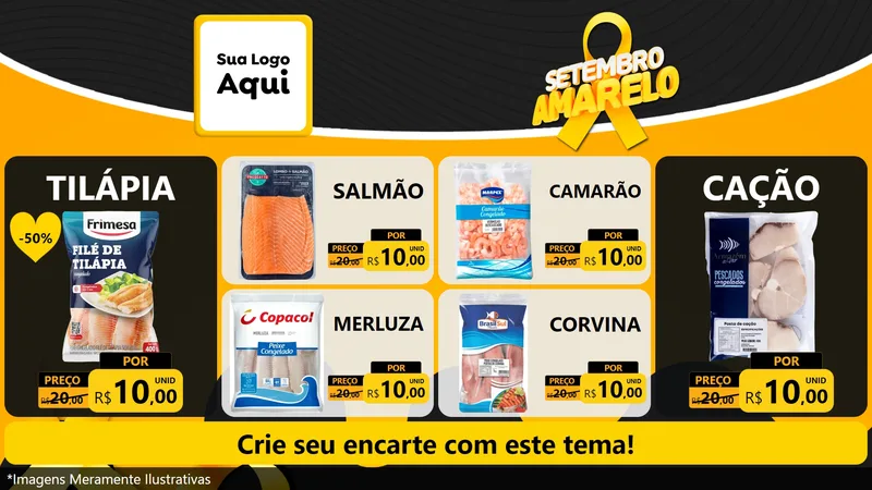 Modelo de TV para TV Horizontal com o tema Setembro Amarelo para Peixaria