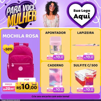 Modelo de Rede Social para Feed Facebook com o tema Para Você, Mulher para Papelaria