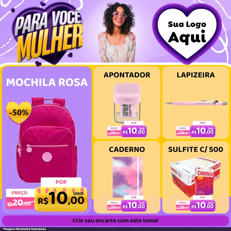 Modelo de Rede Social para Feed Facebook com o tema Para Você, Mulher para Papelaria