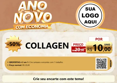 Modelo de Cartaz para Cartaz A4 Horizontal com o tema Ano Novo Com Economia para Suplementos alimentares