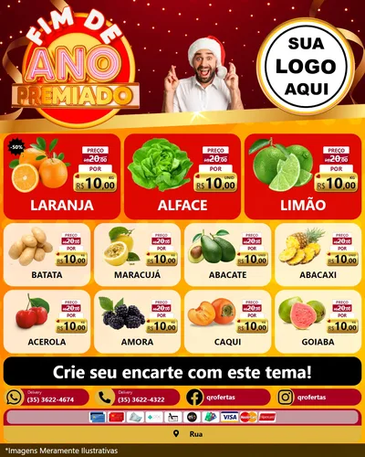 Modelo de Rede Social para Feed Instagram com o tema Fim de Ano Premiado para Hortifrúti