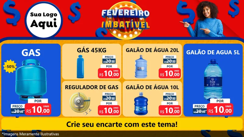 Modelo de TV para TV Horizontal com o tema Fevereiro Imbatível para Água e gás
