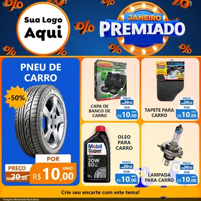 Modelo de Rede Social para Feed Facebook com o tema Janeiro Premiado para Auto peças