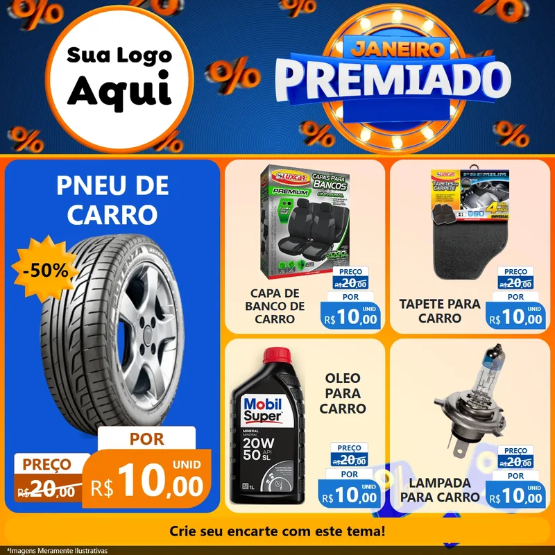 Modelo de Rede Social para Feed Facebook com o tema Janeiro Premiado para Auto peças