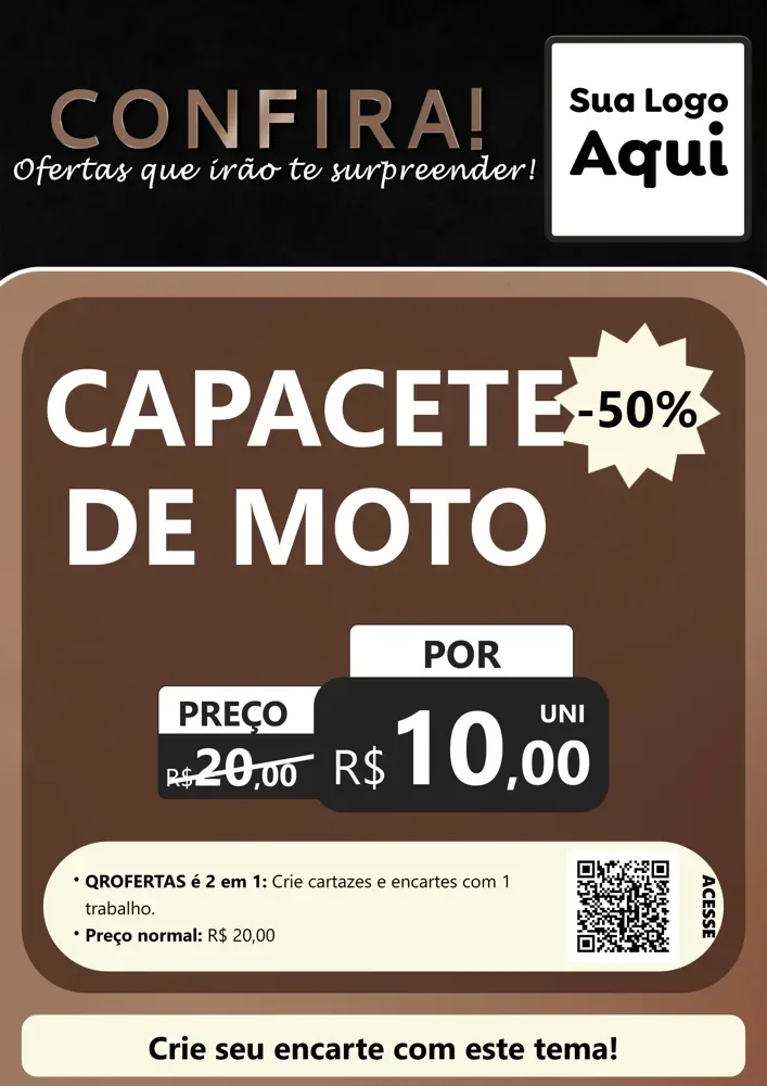 Modelo de Cartaz para Cartaz A4 Vertical com o tema Confira! Ofertas que irão te surpreender! para Moto peças