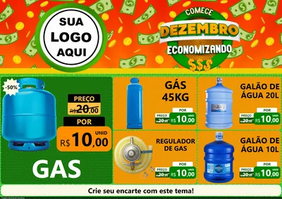 Modelo de Encarte para Encarte A4 Horizontal com o tema Comece Dezembro Economizando para Água e gás