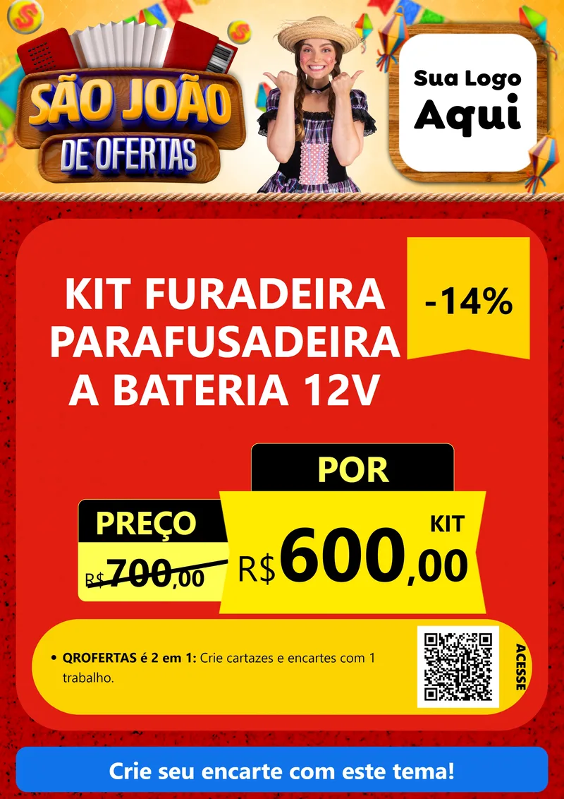 Modelo de Cartaz para Cartaz A4 Vertical com o tema São João de Ofertas para Maquinas e Ferramentas