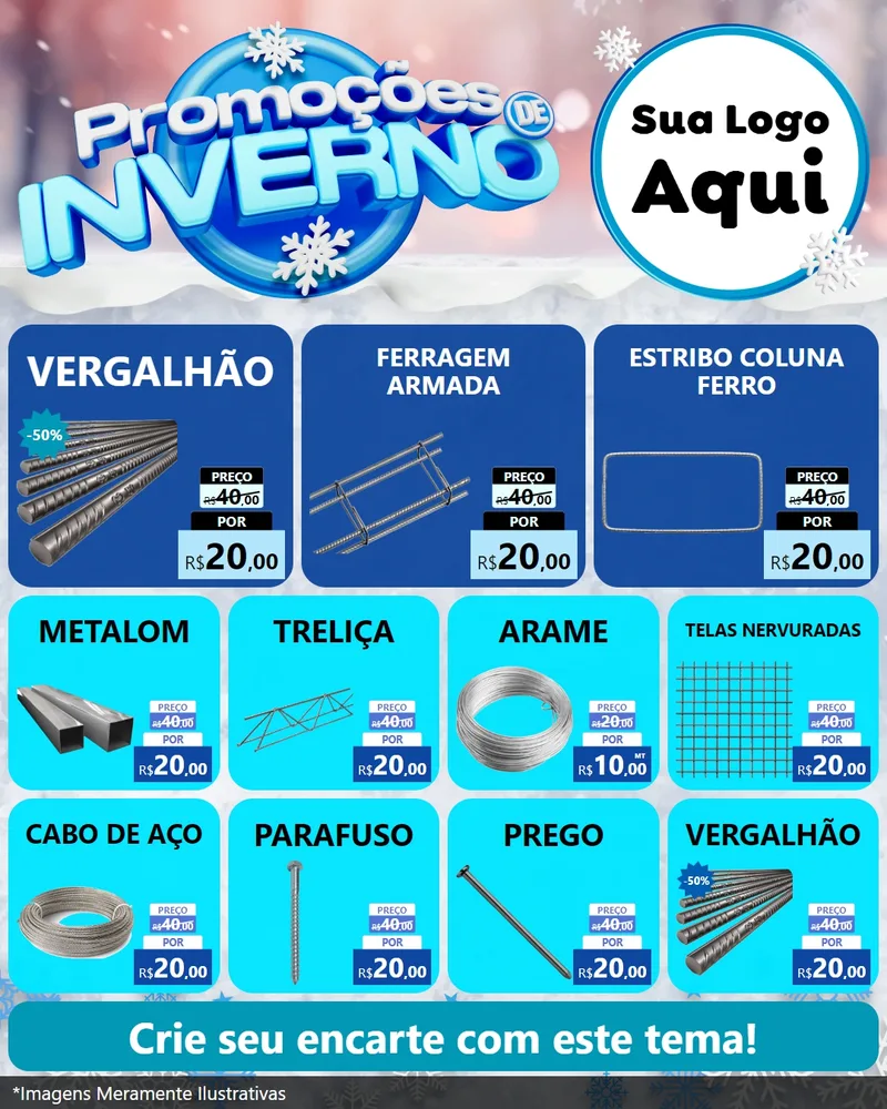 Modelo de Rede Social para Feed Instagram com o tema Promoções de Inverno para Ferragens