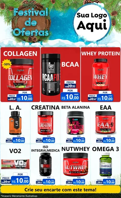 Modelo de Encarte para Encarte Grande com o tema Festival de Ofertas - Inverno para Suplementos alimentares