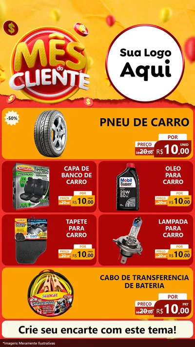 Modelo de TV para TV Vertical com o tema Mês do Cliente para Auto peças