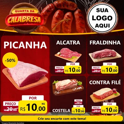 Modelo de Rede Social para Feed Facebook com o tema Quarta da Calabresa para Açougue
