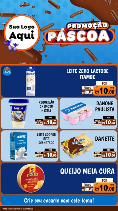 Modelo de TV para TV Vertical com o tema Promoção Páscoa para Frios e Laticínios
