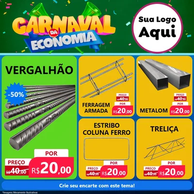 Modelo de Rede Social para Feed Facebook com o tema Carnaval da Economia para Ferragens