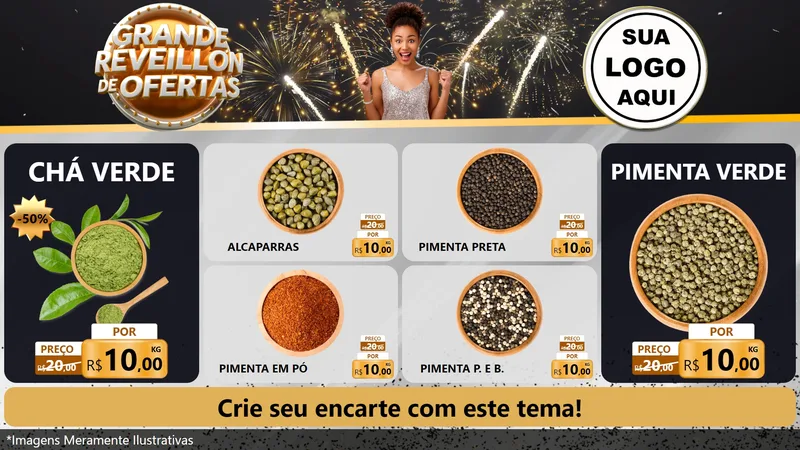 Modelo de TV para TV Horizontal com o tema Grande Réveillon de Ofertas para Produtos Naturais