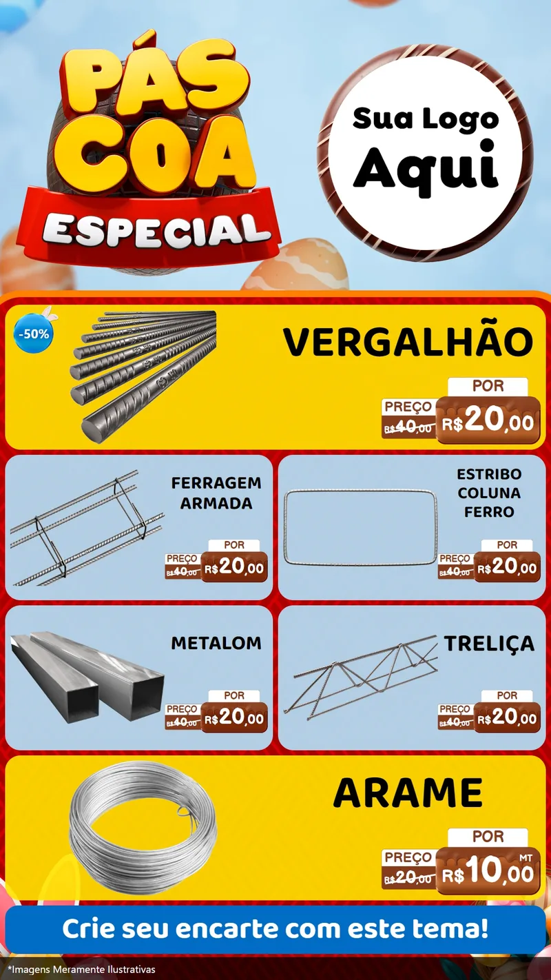 Modelo de TV para TV Vertical com o tema Páscoa Especial para Ferragens