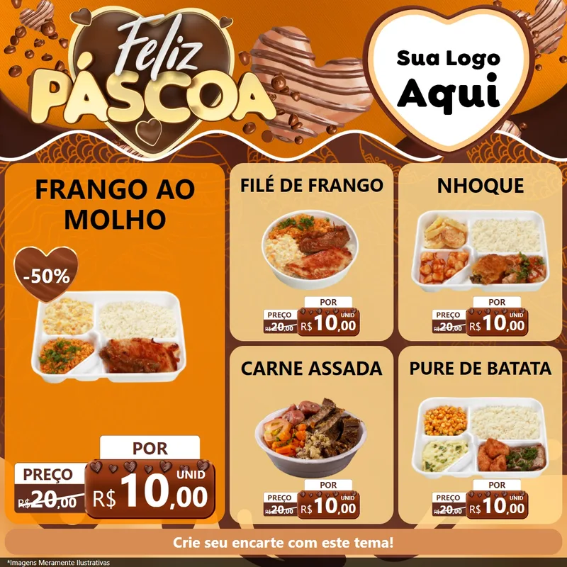 Modelo de Rede Social para Feed Facebook com o tema Feliz Páscoa para Restaurante