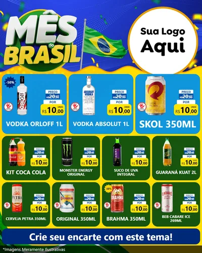 Modelo de Rede Social para Feed Instagram com o tema Mês do Brasil para Distribuidora de bebidas