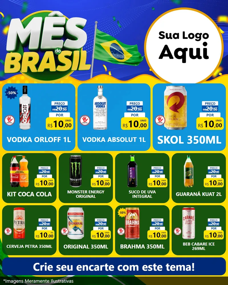 Modelo de Rede Social para Feed Instagram com o tema Mês do Brasil para Distribuidora de bebidas